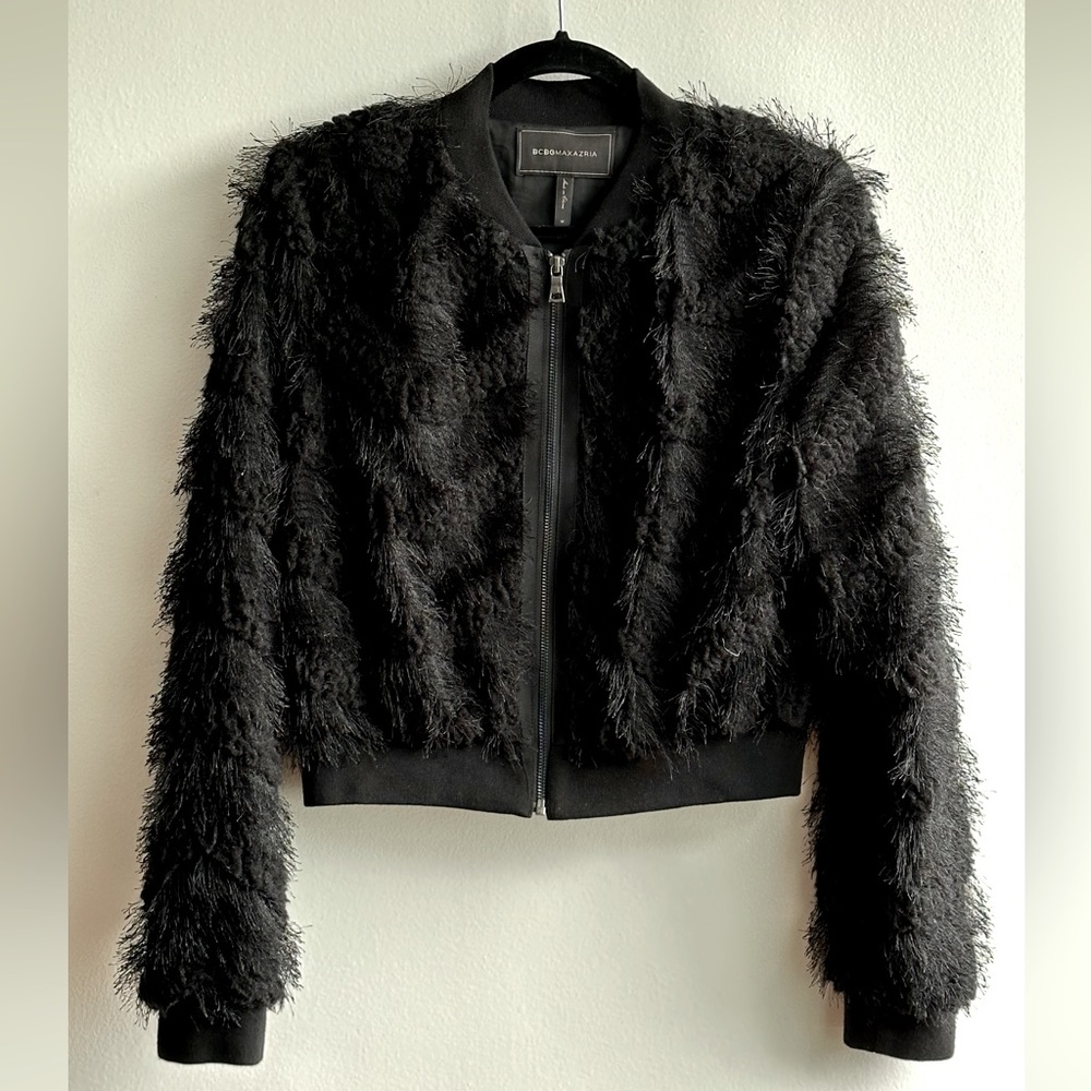 BCBG MaxAzria rei cropped fringe jacket Size M